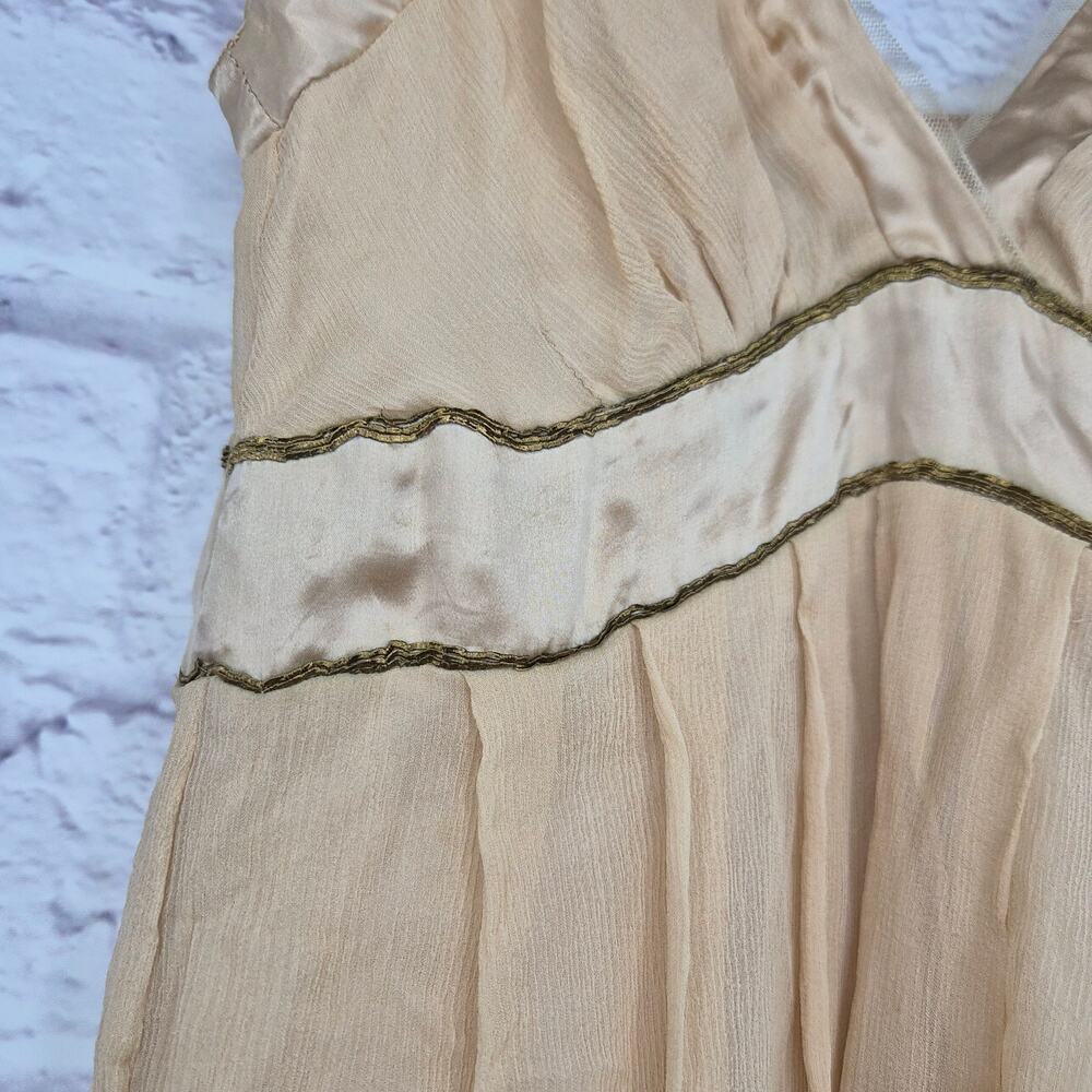 Lotta Stensson Silk Dress Gold Metallic Trim Fairycore Y2K Homecoming Mini 2 - Picture 5 of 8